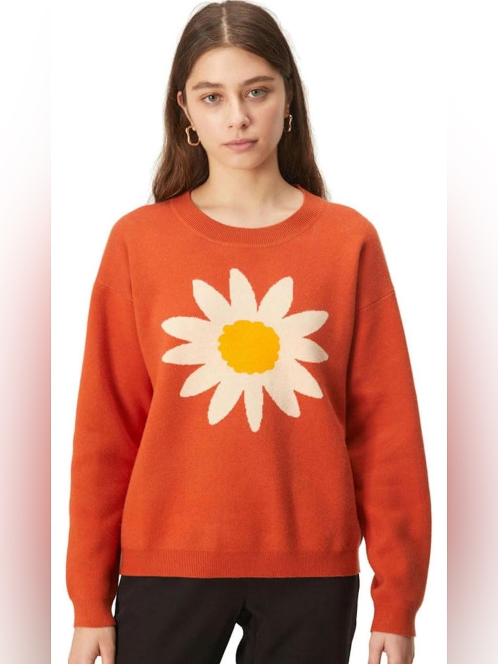 Compañía Fantástica Orange Daisy Jacquard Jumper - Size Large - EUC